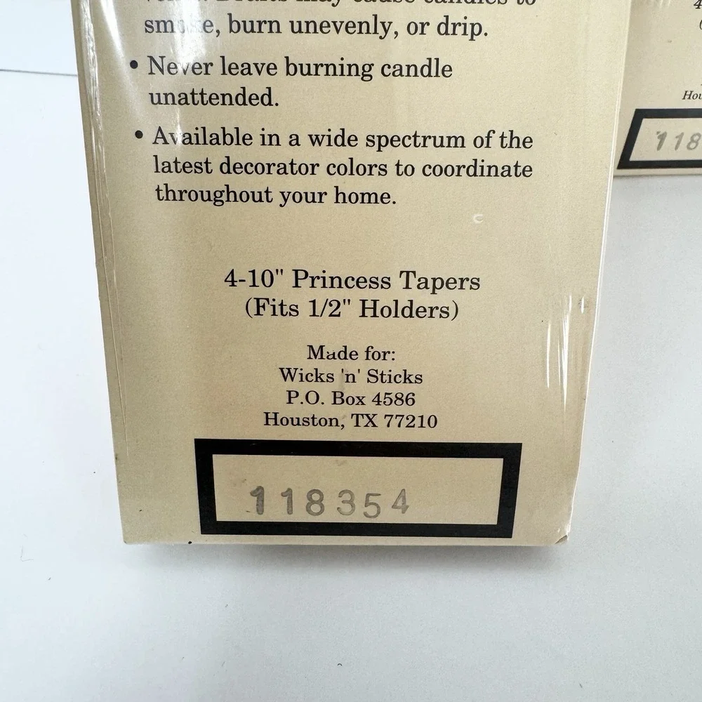 Vintage Wicks N Sticks Princess Taper 10